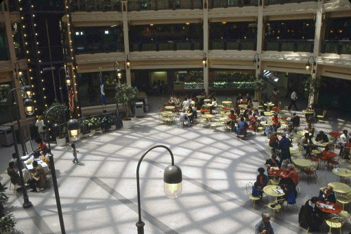 people sitting at tables in the Rotunda